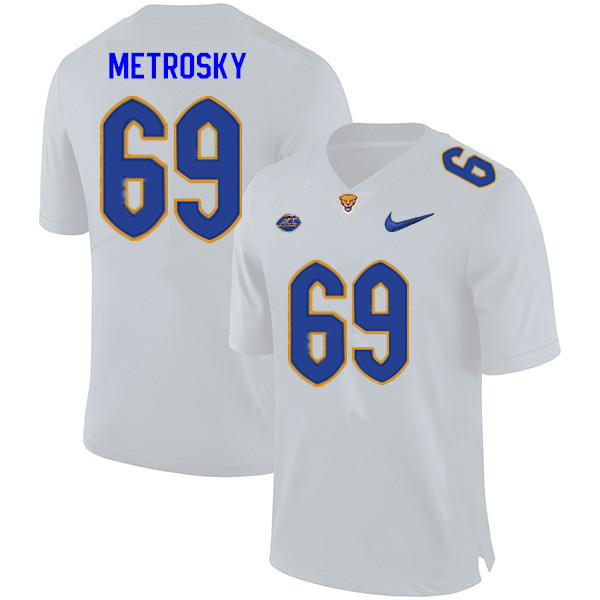 Men #69 Matt Metrosky Pitt Panthers College Football Jerseys Sale-White